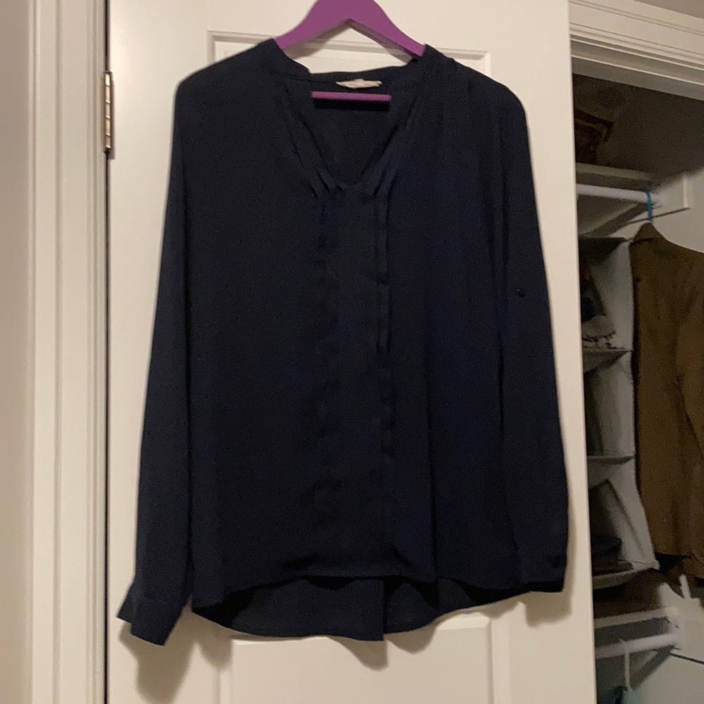 Stitchfix 41 Hawthorn Breyson blouse navy sheer M